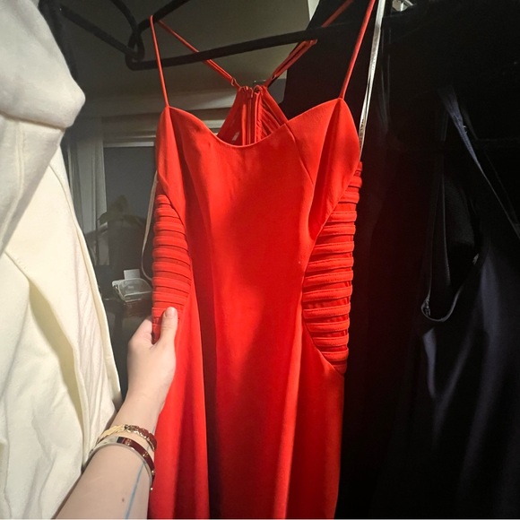HALSTON: Red Cocktail Dress - Picture 3 of 5